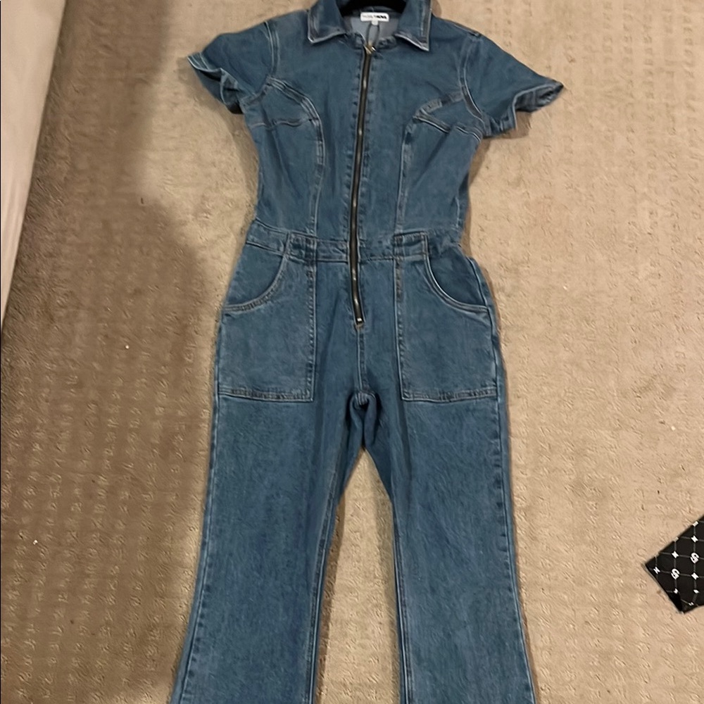 Denim Zip-Up Jumpsuit